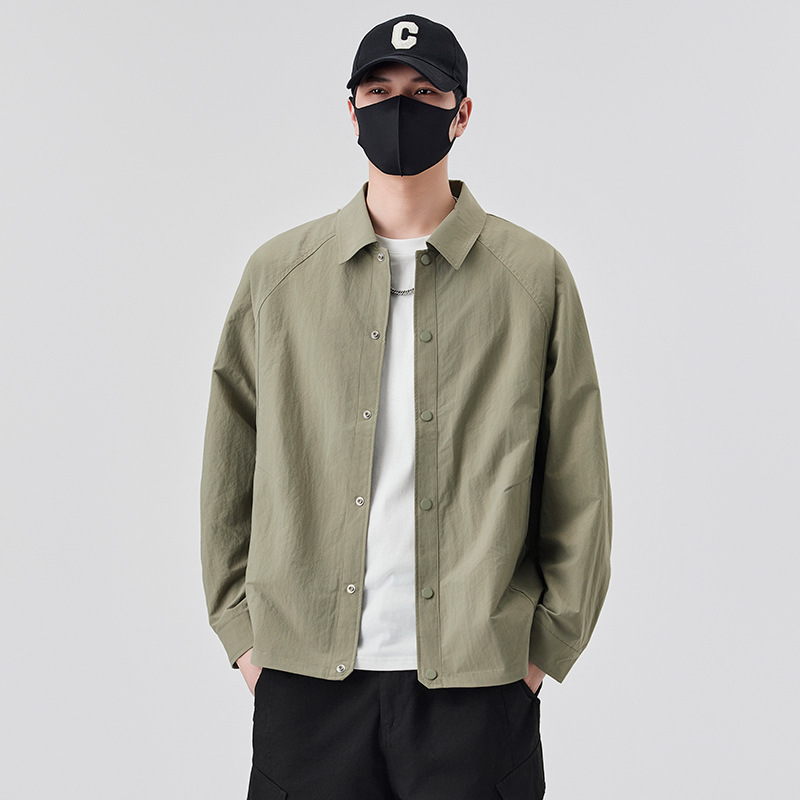 2025 Spring and Summer Shirt Jacket Thin Jacket Men's Spring and Autumn Lapel Simple Fashion Trendy Handsome Shirt New Arrival