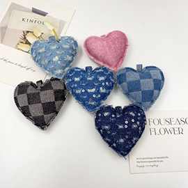 可爱彩色格子爱心布艺格纹心形配件 diy发饰包包服饰鞋帽装饰辅料