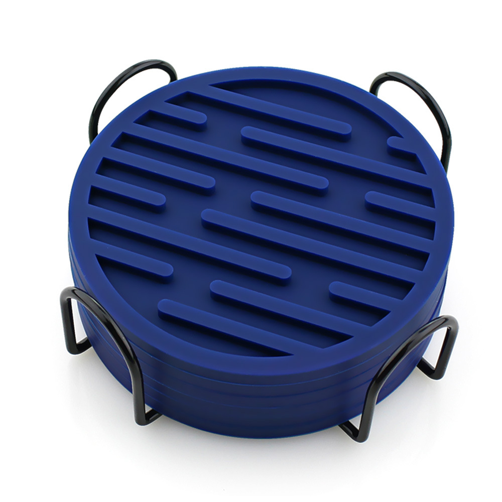 Amazon puede imprimir logo almohadilla de aislamiento térmico juego de silicona posavasos 10cm posavasos de té anti-escaldado alfombra redonda antideslizante para el hogar