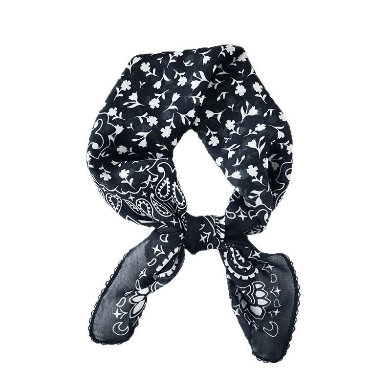 Bufanda cuadrada con estampado de flor de anacardo retro de personalidad de nicho, bufanda de ropa profesional para mujer, tendencia de primavera y verano, bufanda de seda fina con sentido avanzado