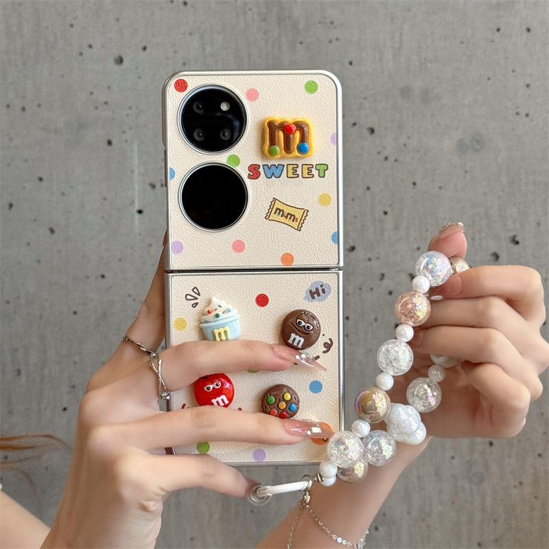 立体M豆电镀小羊皮适用华为Pocket2手机壳折叠屏P50PocketS保护套