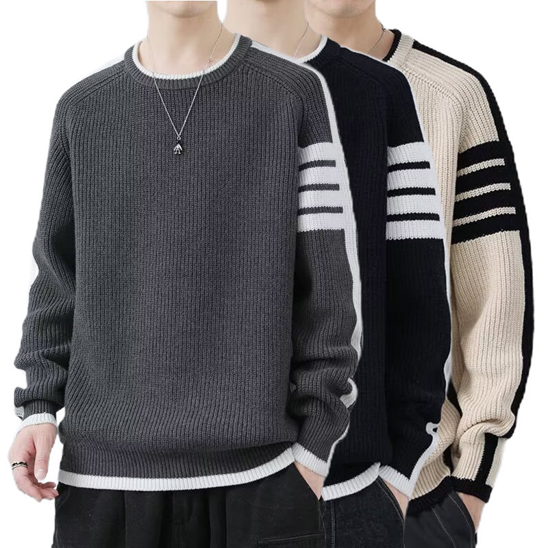 Explosiones transfronterizas de tamaño europeo de cuatro barras a rayas camiseta de punto suéter hombre alto nivel TB fábrica de negocios al por mayor