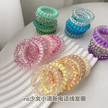 电话线发圈发绳高级感ins风扎头高弹力不勒发清新百搭头绳头发饰