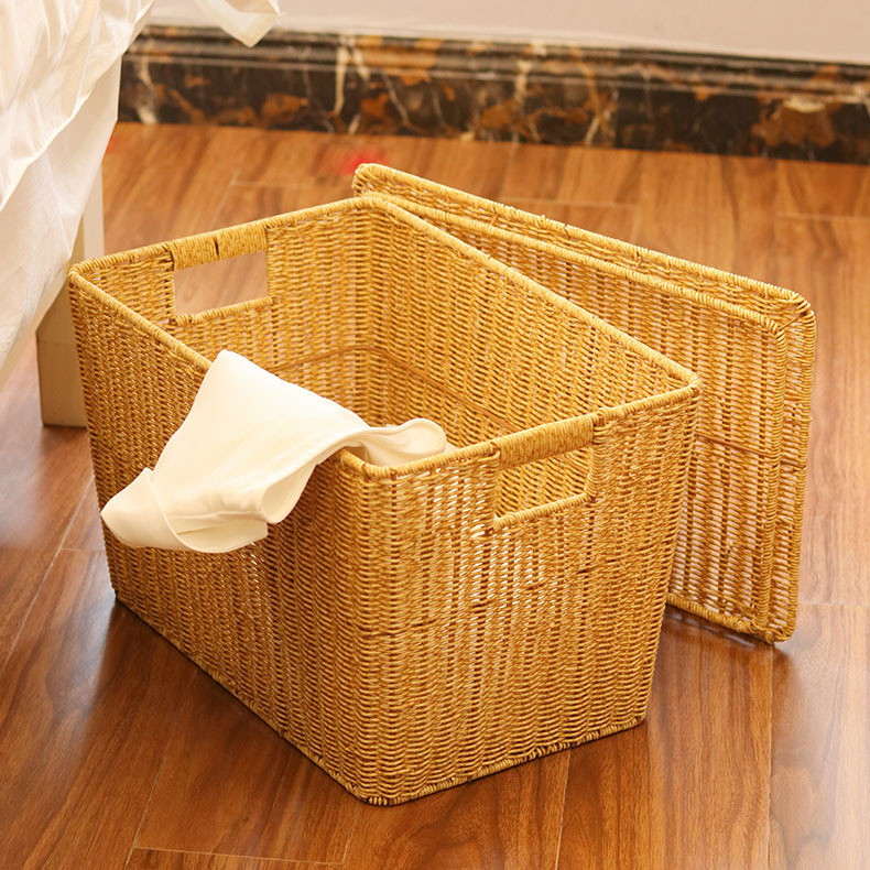Phoenix Pattern Craft Handmade Wicker Storage Basket Wholesale Organization Storage Box Home Clothes PP Wicker Storage Basket