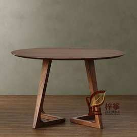 北欧实木圆餐桌小户型白蜡木家用饭桌圆形原木阳台洽谈桌全实木