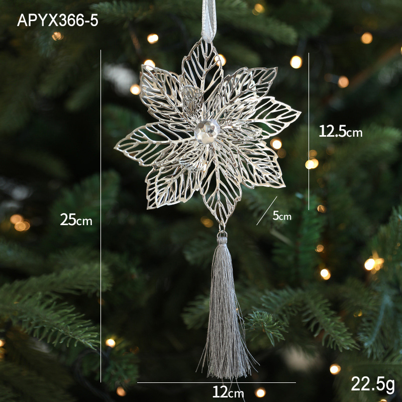 クロスボーダーゴールド鉄スノーフレークペンダント鉄光沢のある中空クリスマスツリーペンダント装飾アレンジメントペンダント卸売|undefined