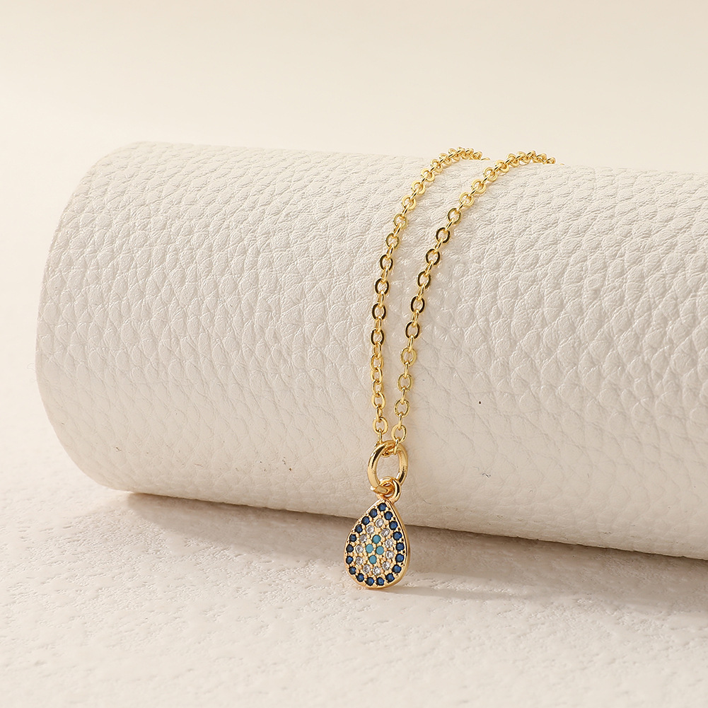 Fashion Geometric Copper Gold Plated Zircon Pendant Necklace