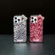 Rhinestone Bow for Apple 16promax Leopard 11/12 Couple 13 Stereo 14/15 Girl Phone Case