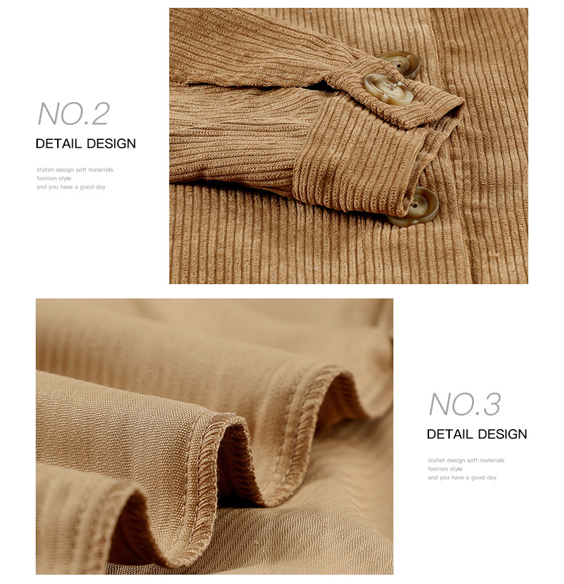 Pocket Button Casual Jacket Shirt Corduroy - Image 7
