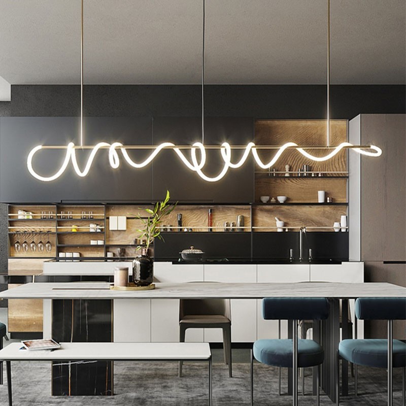 Post-moderno restaurante largo lámpara creativa manguera de silicona Art Bar diseñador cafetería recepción lámpara de escritorio