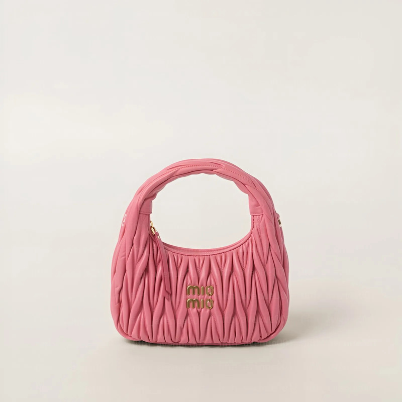 在庫あり miu ボウリングバッグ レディース テクスチャー ホーボー プリーツ クレセントバッグ ポータブル バゲットバッグ 脇バッグ クラウドバッグ|undefined