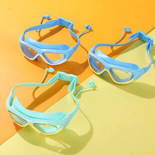 Factory Direct Supply In-Stock Children's Anti-Fog Swimming Goggles for Boys and Girls, Large Frame Goggles with Silicone Ear Protection and Large Lens
