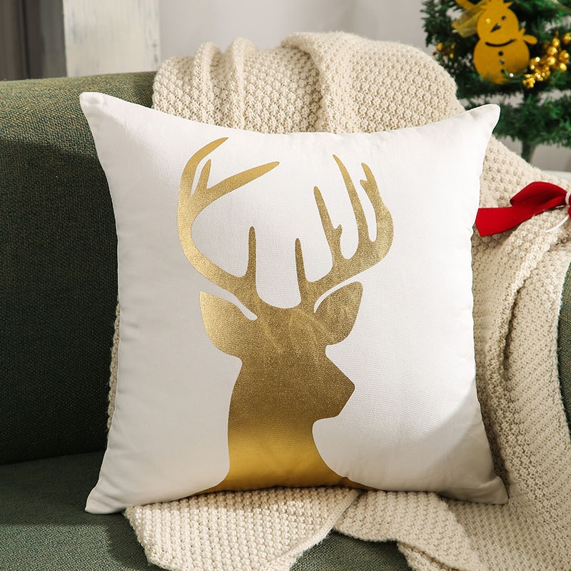 Ventas transfronterizas en caliente de alce árbol de Navidad estampado almohada cubierta de nieve de otoño y invierno bordado estilo de decoración de vacaciones atmósfera cojín cubierta
