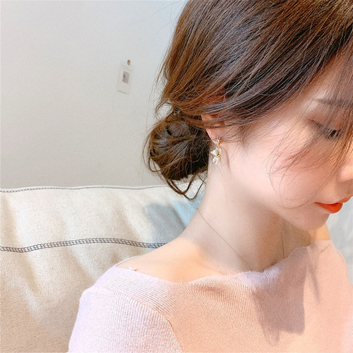 Micro-embellished bear earrings earrings ins high-end  new fashion cartoon cute earrings 925 silver small fresh