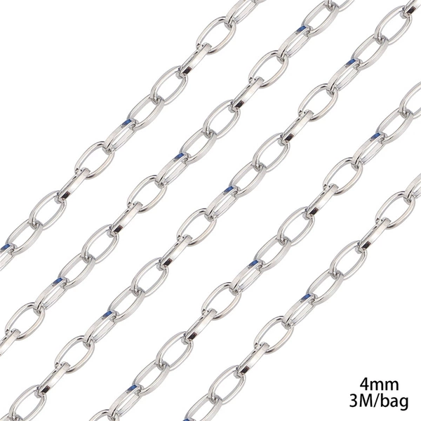 1.0 Flat Cross Chain Width 4mm Electroplating White K 3m/Bag