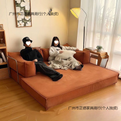 复古布艺沙发床小户型客厅卧室家用可折叠拆洗双三人两用模块沙发