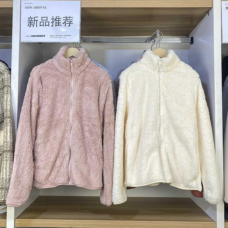 秋冬女装立领长绒摇粒绒拉链茄克夹克外套女长袖毛毛开衫SY449753