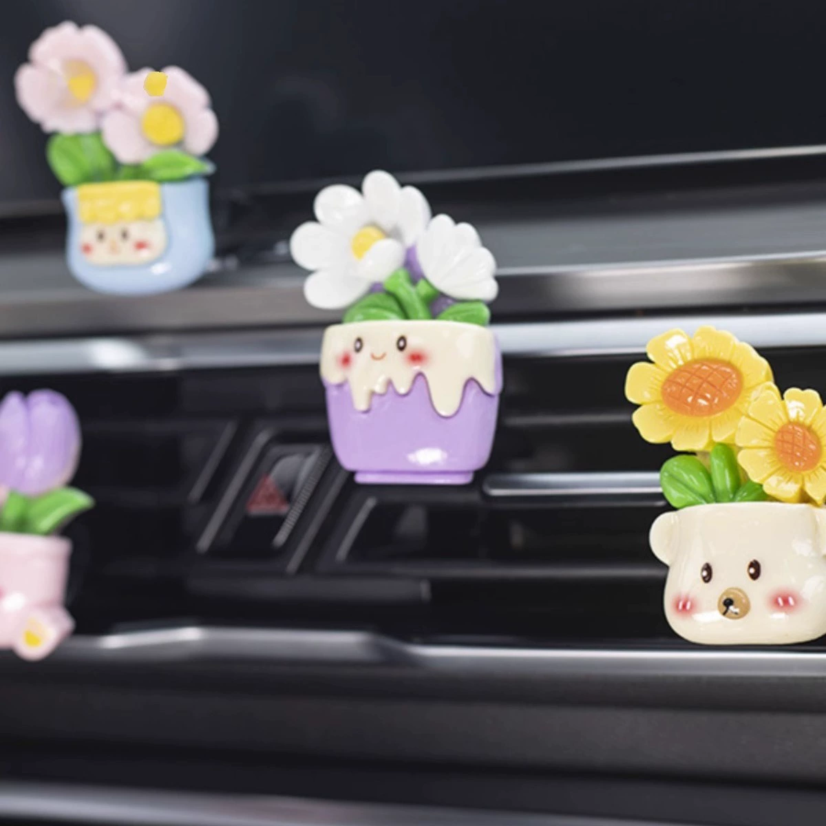 Новый автомобиль украшения милый горшок целебный маленький цветочный орнамент