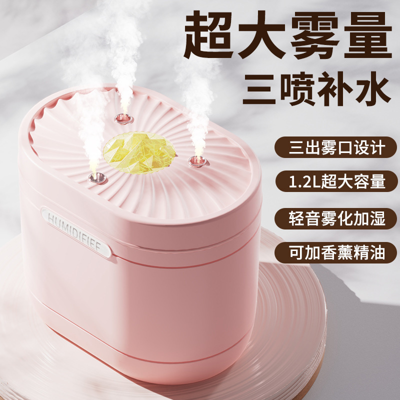 可定制logo新款加湿器三口大喷雾USB小型卧室家用桌面空气加湿|undefined