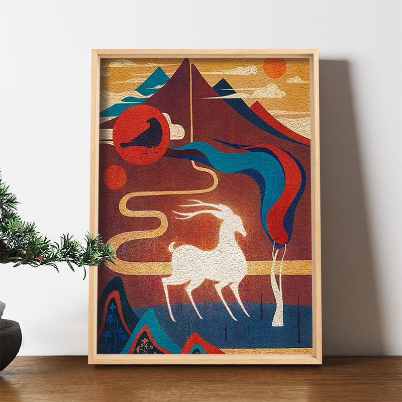 Clay art paper pulp painting decompression handmade diy material Dunhuang nine-color deer cultural and creative texture bedroom living room decorative painting