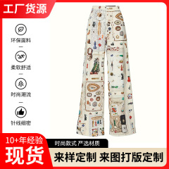 女性用の新しいスタイルのウォーキングパジャマパンツ、カジュアルなゆったりとしたズボン、夏に屋外で着用可能、漫画ホーム、卸売トレンド