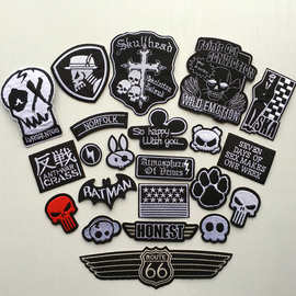 布贴批发卡通布贴徽章可烫可缝衣服补丁贴厂家现货直销黑色系列