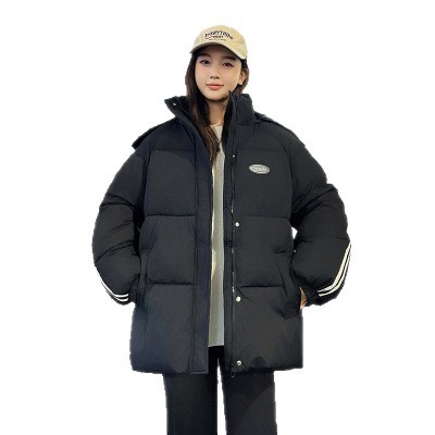 Comercio exterior ropa de algodón de pluma negra mujer invierno 2025 nuevo estilo coreano suelto estudiantes de algodón grueso chaqueta de algodón abrigo de moda