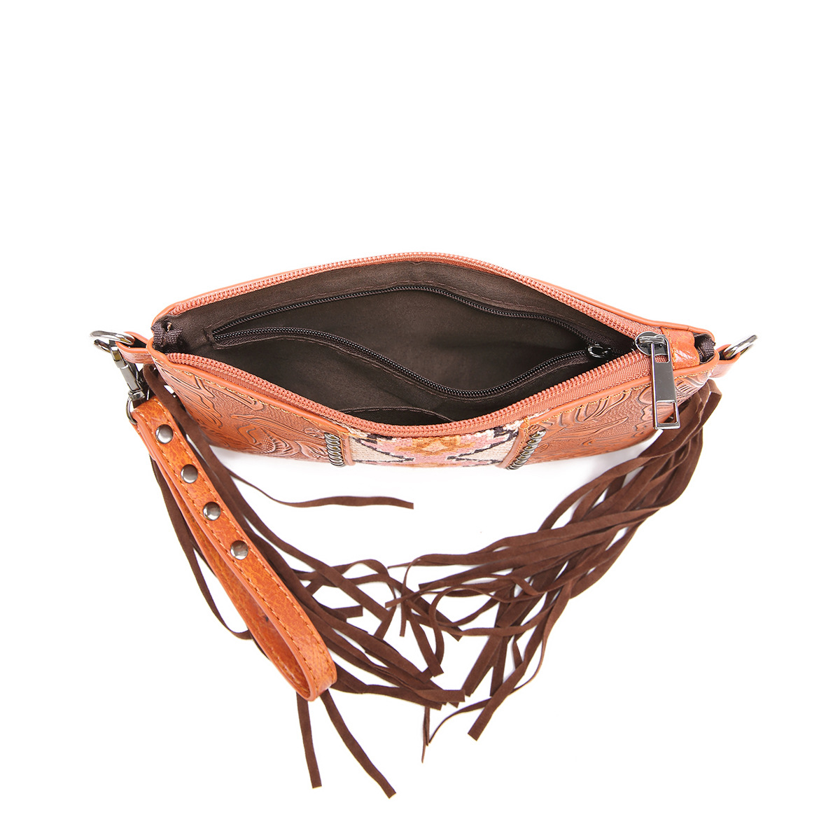 Intaglio in pelle di Boemia occidentale stampata in cotone e lino con borsetta e borsa a tracolla_voghion.com