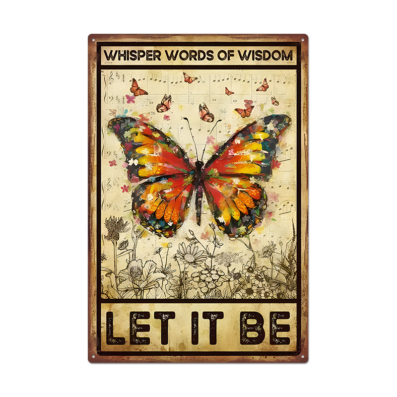 Pintura de hojalata pastoral Flor antigua retro Arte de hierro Pintura colgante pequeña Jardín al aire libre Balcón Decoración de pared Colgante transfronterizo