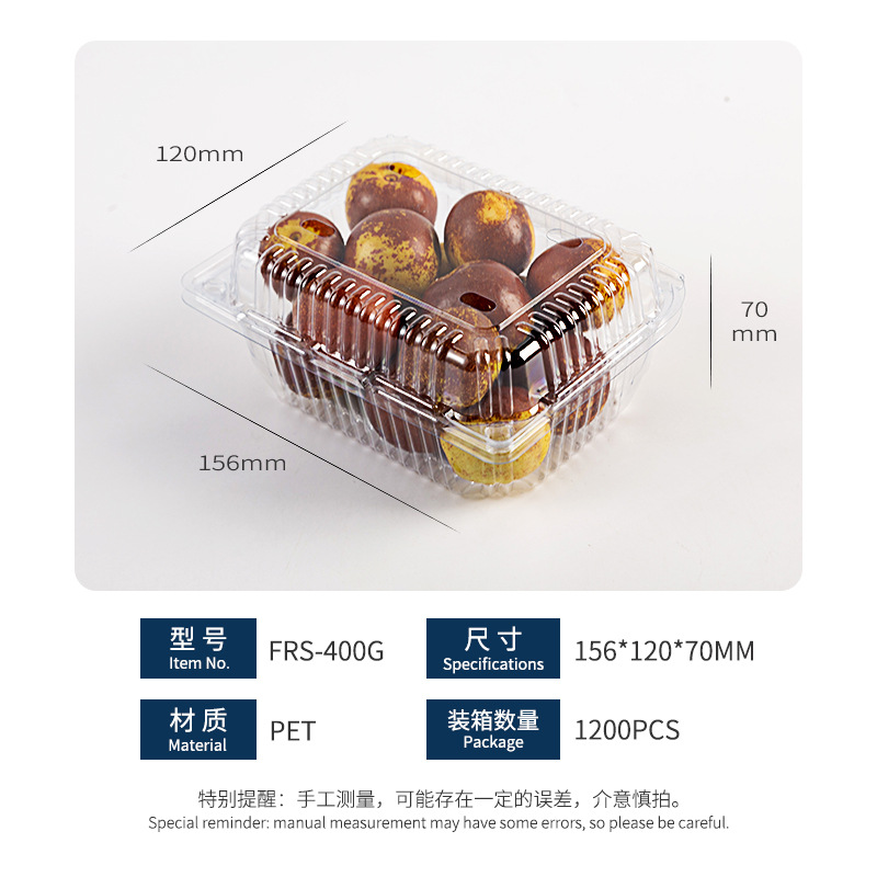 Caja de embalaje de fruta desechable caja de embalaje de plástico transparente caja de corte de fruta para llevar con tapa supermercado caja de frutas y verduras al por mayor