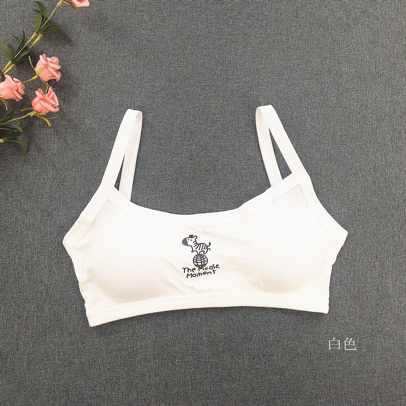 Ropa interior de desarrollo de niña de algodón roscado Escuela Secundaria estudiante de escuela primaria dibujos animados lindo camisola pequeña media y grandes niños envueltos en el pecho