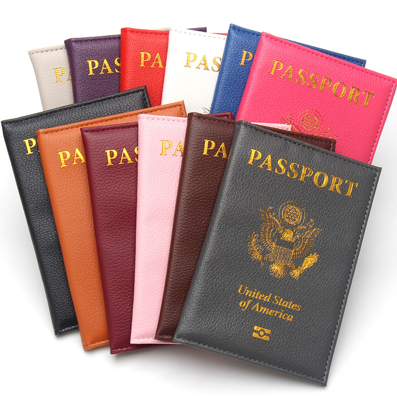 Slim US Passport Holder Protective Leather Case Portable Lychee Texture Passport Cover USA Travel Passport Wallet