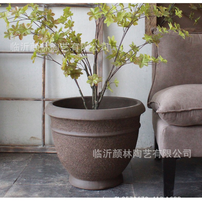 Plantas grandes macetas decoración de la villa de hierro árboles grandes macetas de arena púrpura macetas de cerámica gruesa macetas de cerámica marrón maceta