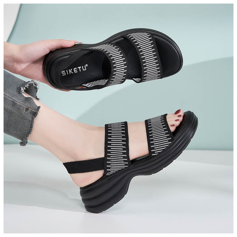 Dép sandal nữ đế dày quai chữ V mùa hè chống trượt — Màu đen, Màu xám, Màu mơ chi tiết 15