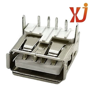 插件USB母座2.0 A型 USB插座大电流  卷边USB插孔卧插 90度