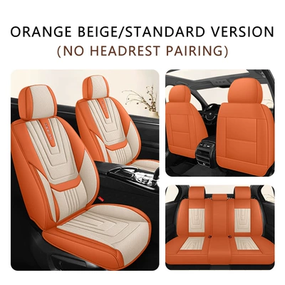 Perforated Breathable Nappa Leather Seat – Four Seasons Pad - orange-white-5-seater-standard-edition-with-lumbar-support-1