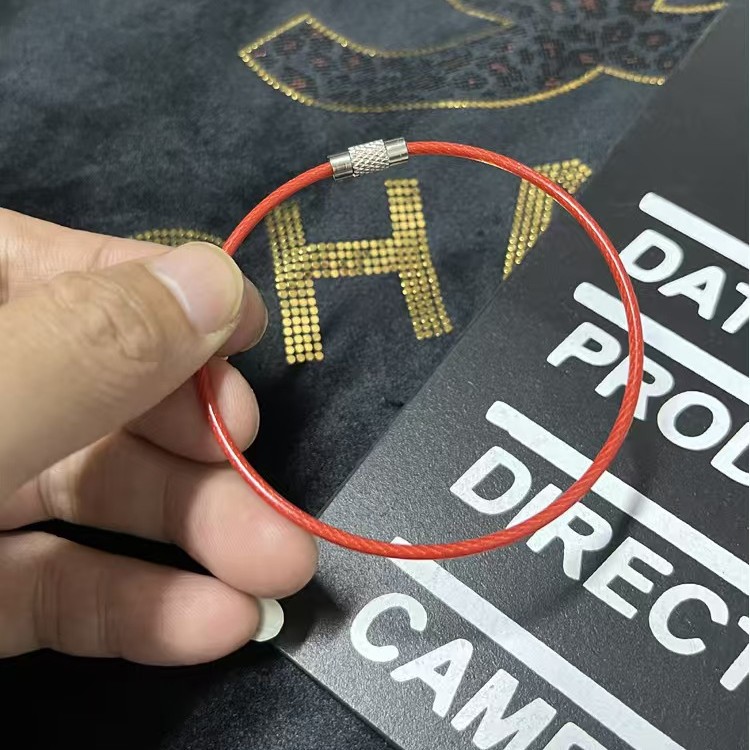 厂家供应彩色包胶钢丝圈钥匙圈吊牌圈EDC钥匙快挂圈钢丝链钥匙扣