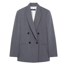 女士灰色双排扣西装外套+裤子 欧美休闲款春秋新款西服外套