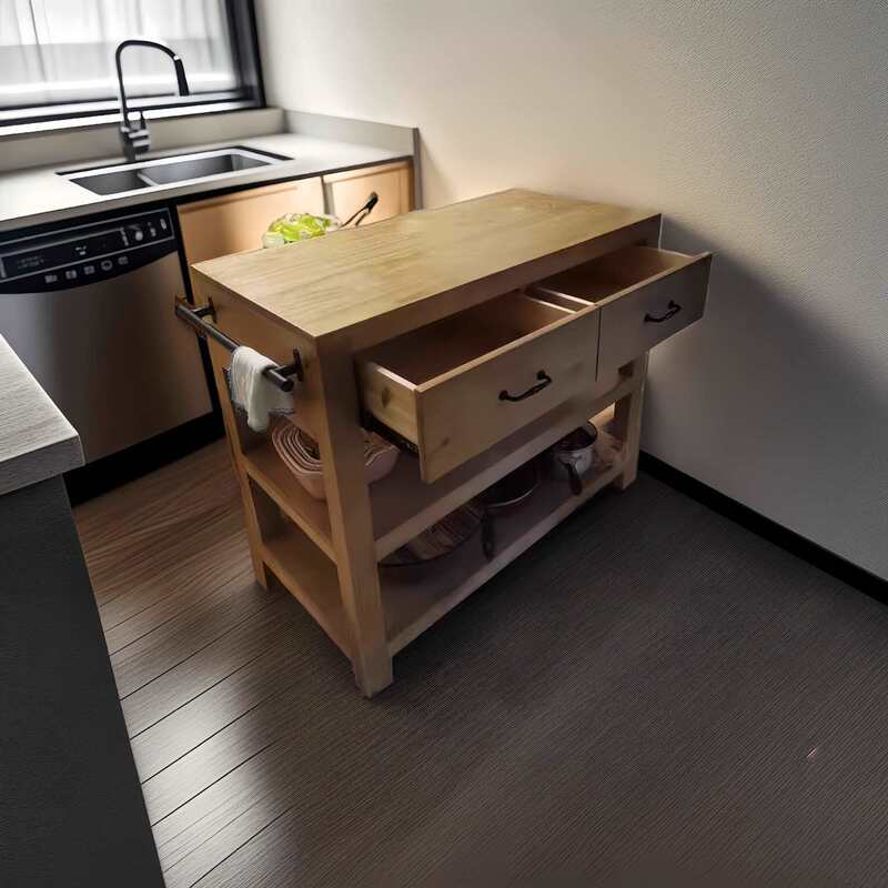 Coffee Machine Workbench Nordic Retro Solid Wood Sideboard Dining Table Island Storage Cabinet Bar Kitchen Operation