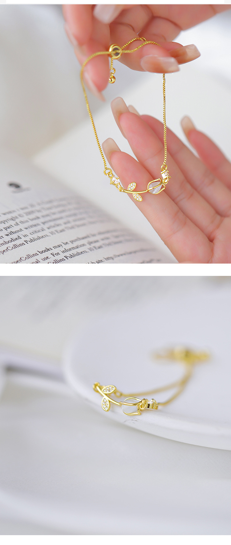 Wholesale Jewelry Fairy Style Flower Copper Cat's Eye Stone Plating Inlay Bracelets display picture 2