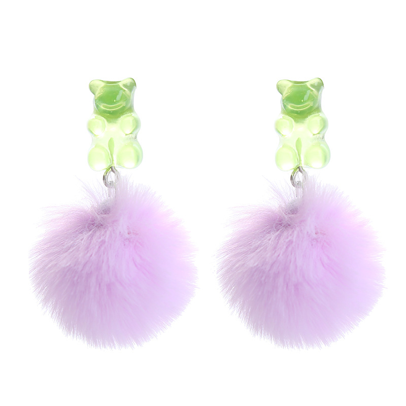 18g Weight Earrings Classification 1 Pair Quantity Daily Occasion Resin Material Bear Pattern Women'S Gender Epoxy Design Fashion Style Fashion Bear Resin Epoxy Women's Earrings 1 Pair 7