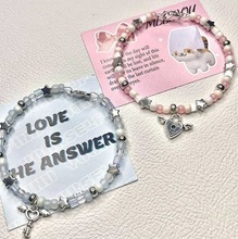 创意新款爆款丘比特爱心钥匙手链卡通简约情侣款串珠手链手饰批发