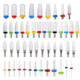 陶瓷美甲打磨头 修甲卸甲油胶抛光打磨机钻头圆柱平头陶瓷打磨头