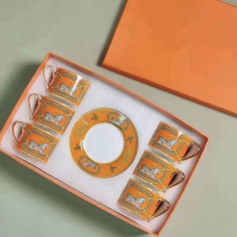 Cross-border European-style Retro Royal War Horse H Family Bone Porcelain Cup Coffee Cup Saucer Office Cafe Gifts