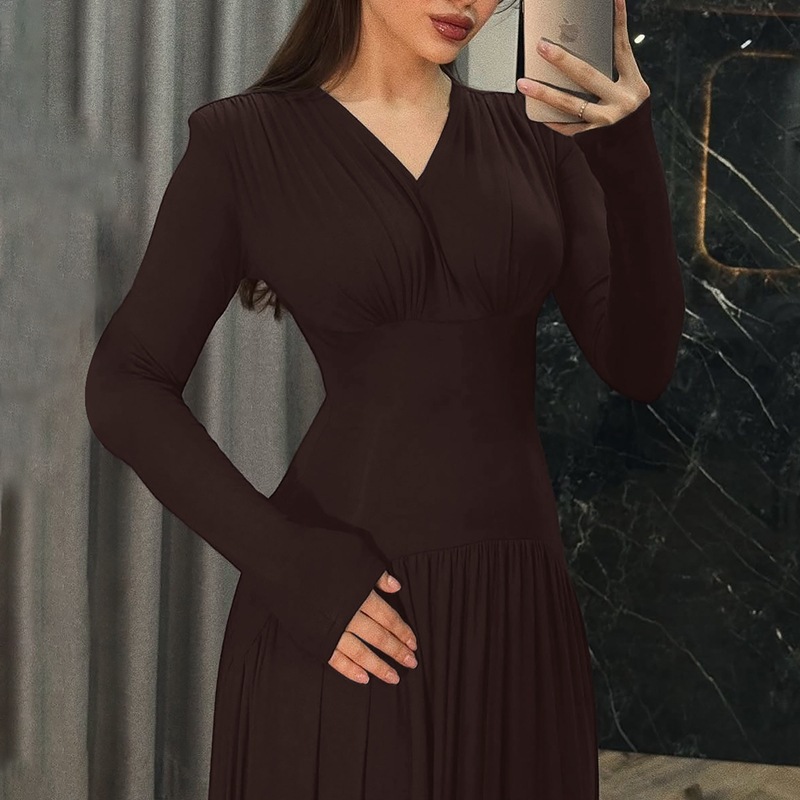 Hot-Selling Women's Fashion 2025 Summer New Fashionable Elegant Slim Waist Long Sleeve Dress Wholesale_ecoleips.com