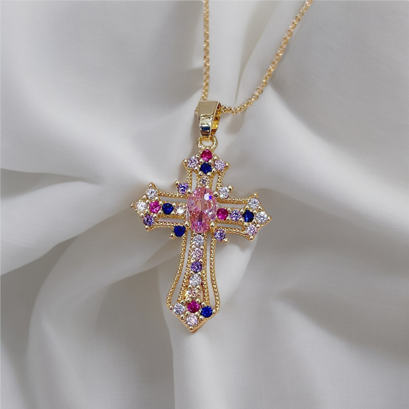 ヨーロッパとアメリカのクロスボーダー 18k ゴールドフィルド ins レトロパンクネックレスペンダントジルコン鎖骨チェーンアクセサリー在庫卸売|undefined