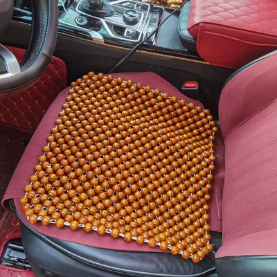 Cross-border Summer Car Cushion Wooden Bead Cool Mat Summer Cool Breathable and Ventilated Single Piece Summer Universal Bead Seat Cushion for Car (Cool pad) - a-small-square-mat-with-orange-beads-three-color-wooden-beads