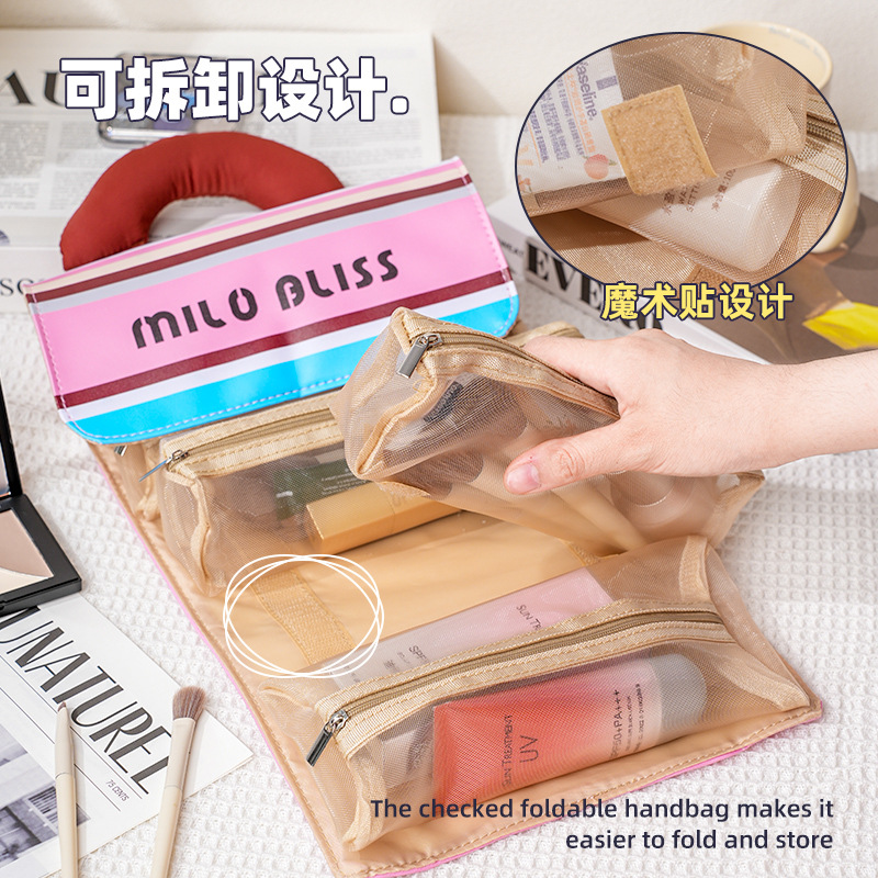 Xiaohongshu bolsa de cosméticos explosiva bolsa de lavado impermeable portátil de color de contraste lindo de gran capacidad bolsa de almacenamiento para productos para el cuidado de la piel femenina