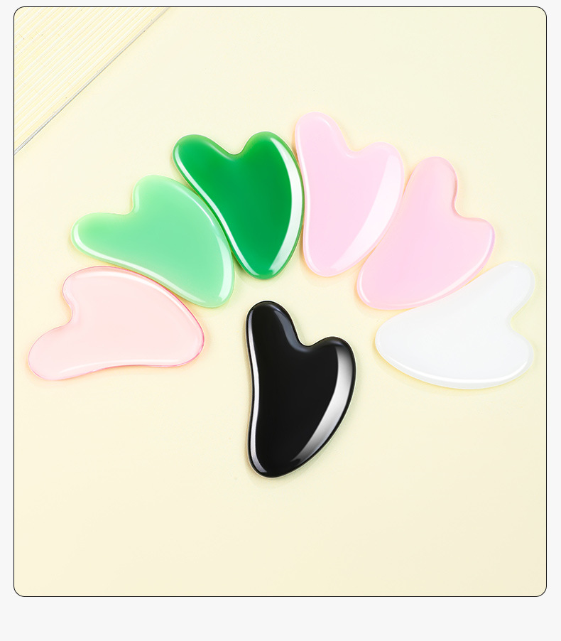 Natural Rose Quartz Gua Sha Heart Shaped Massage Wand Facial Eye Body Scraping Board details