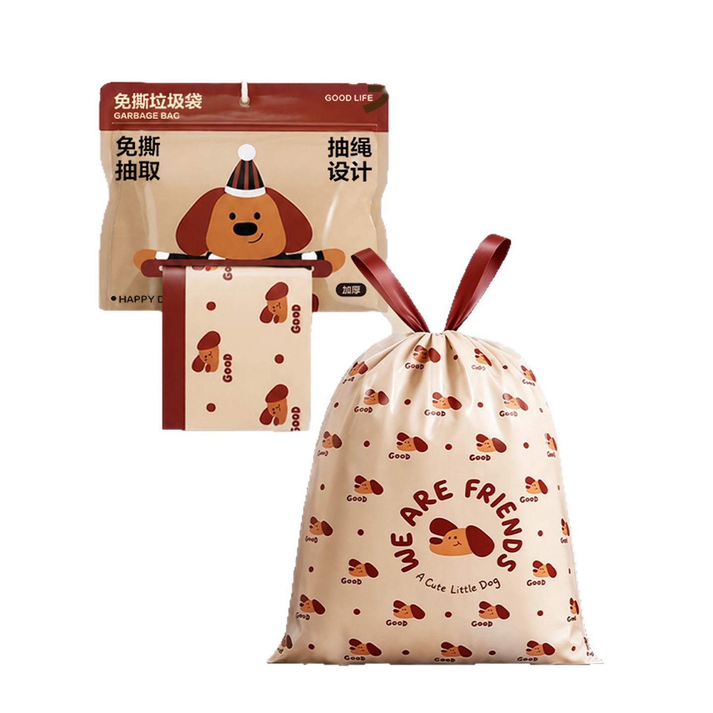 Bolsa de Basura con Cordón de Plástico PE Desechable y Engrosado para Cocina y Hogar